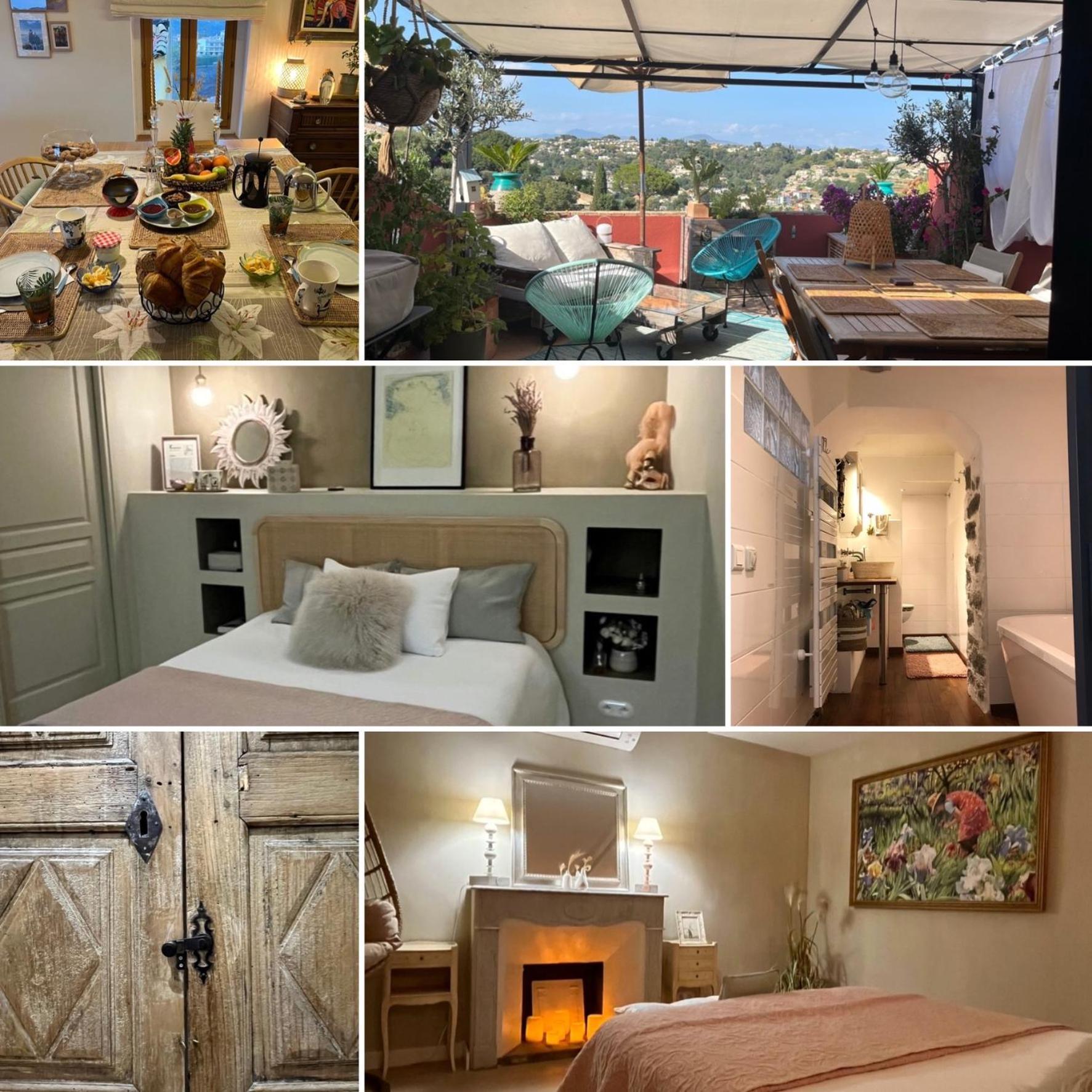 Appartamento Bed & Breakfast Les Hauts De Cagnes Vue Mer Et Montagne Esterno foto